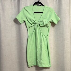 Nasty Gal Bright Green Cut-Out Ribbed Mini Dress